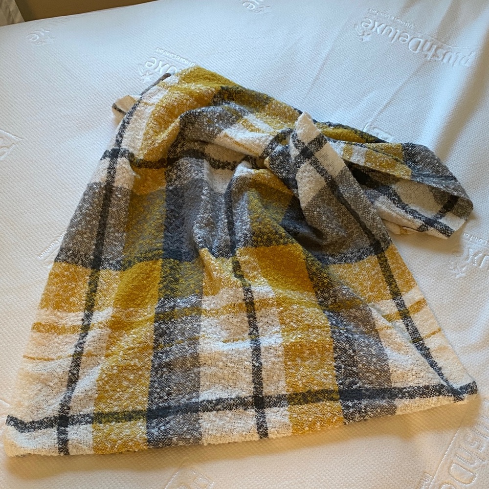 Plaid Yellow and Gray Women's Infinity Scarf